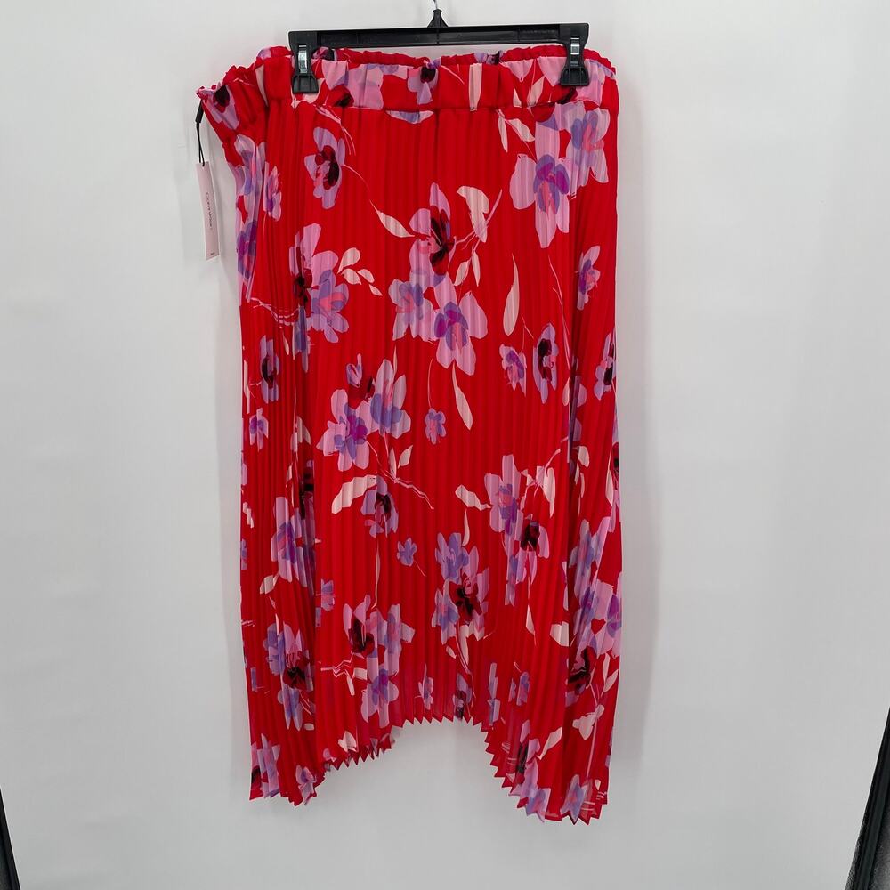 Calvin Klein NWT Floral Print Pull-On High-Low Pleated Skirt // 2X - Picture 9 of 10